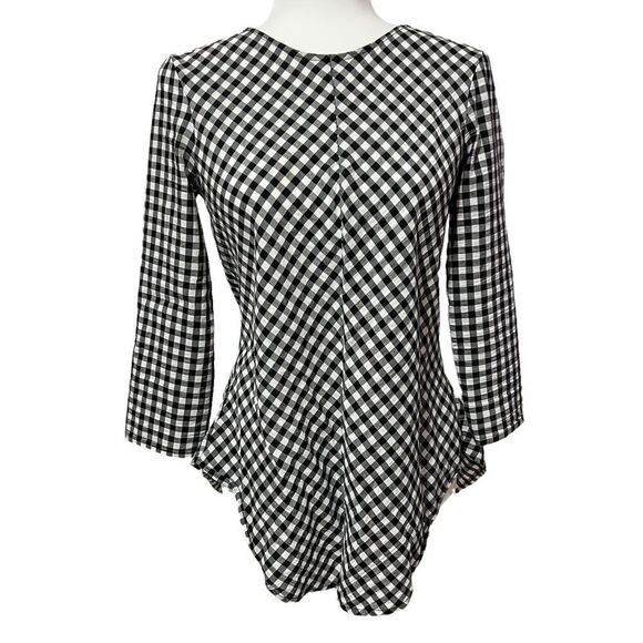 ZARA XSmall Black & White Fit & Flare Black & White Checkerboard Blouse - Picture 11 of 11